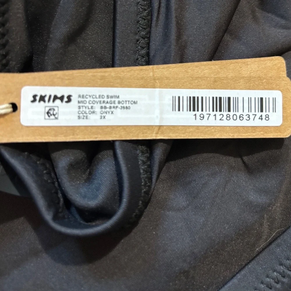 SKIMS‎ Recycled Swim Mid Coverage Bikini Bottom Onyx Black 2X NWT
